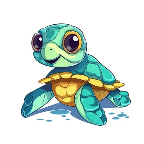 Premium Vector Cute Sea Turtle Cartoon Isolated On White Background