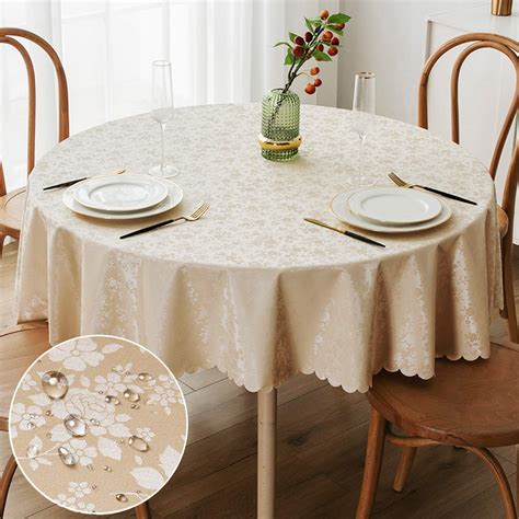 Smiry Round Table Cloth, Waterproof Heavy Duty Vinyl Tablecloths