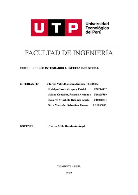 Avance 2 Curso Integrador Para Estudiantes Utp FACULTAD DE