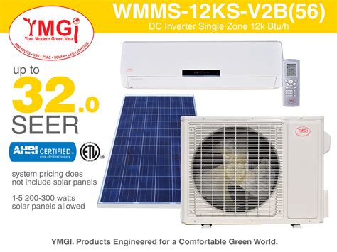 YMGI 12000 BTU 1 Ton SOLAR ASSIST DUCTLESS MINI SPLIT AIR CONDITIONER