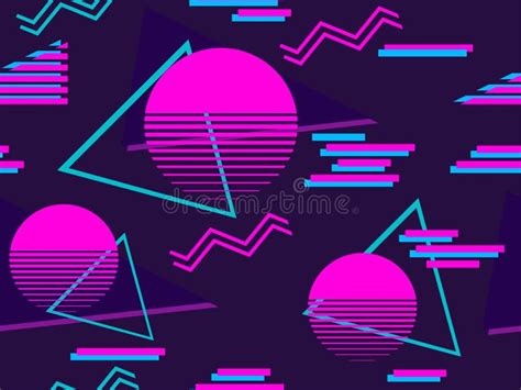 Cyberpunk Seamless Pattern Retro Futurism Of The 80s Memphis