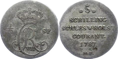 Schleswig Holstein Königliche Linie 5 Schilling 1787 MF Christian VII