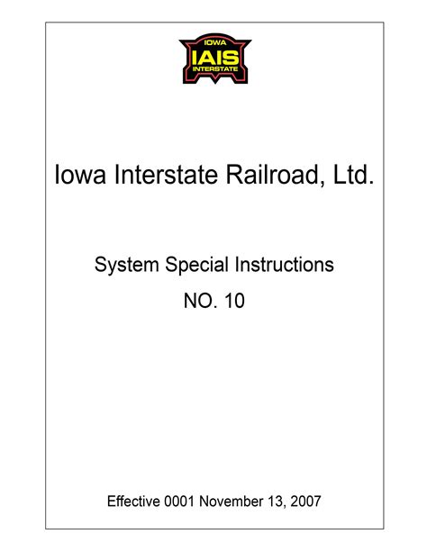 Iowa Interstate Employee Timetable #10 NOV 13 2007 Digitial Download ...