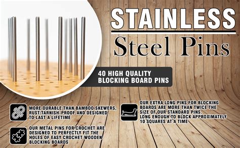 Stainless Steel Pins For Easy Crochet Wooden Blocking Board 12 Cm 4