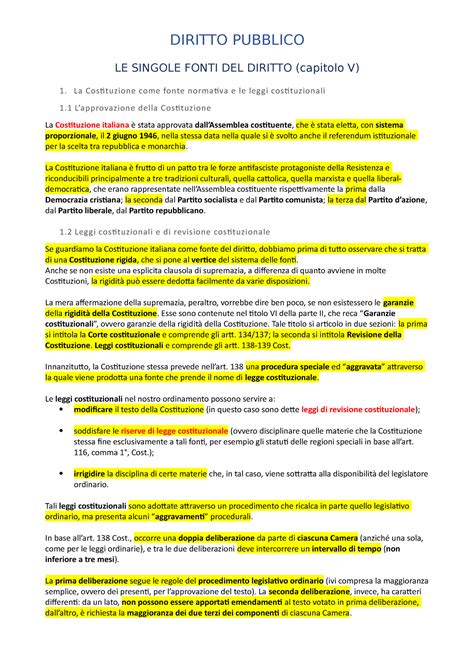 Cap V Le Singole Fonti Del Diritto Diritto Pubblico Le Singole