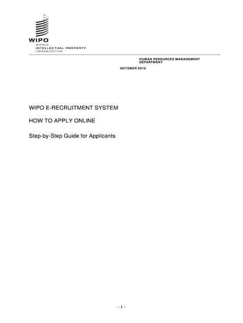 Fillable Online Wipo E Recruitment System Fax Email Print Pdffiller