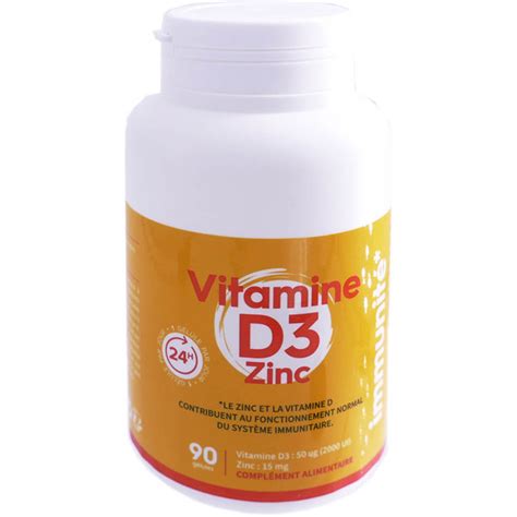 VITAMINE D3 ZINC IMMUNITE 90 GELULES Compléments alimentaires