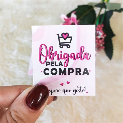 25 Mini Cartões Agradecimento ao Cliente Obrigada pela Compra tag