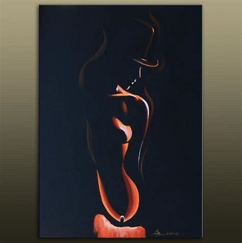 Original Art Fantasy Nude Female Cabaret Candle Smoke Surreal Oil Painting G B