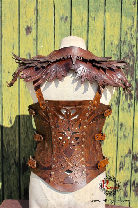 Leather Armor Corset Viking Design Celtic Owl Cut Out Design Etsy