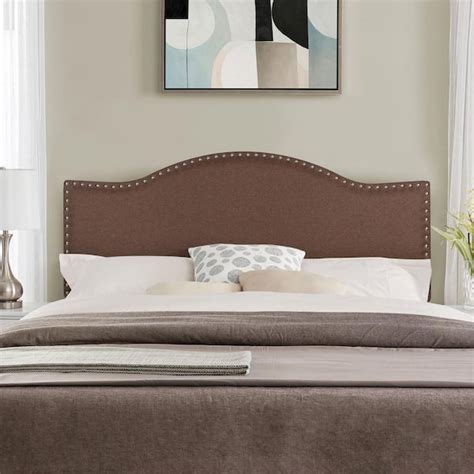 HOMESTOCK Espresso Headboards for Full Size Bed, Upholstered Nail Head Bed Brown Headboard ...