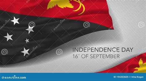 Papua New Guinea Happy Independence Day Greeting Card Banner With