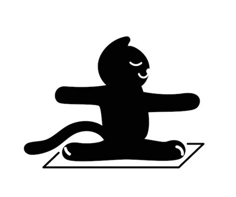 Premium Vector | Black cat stretching