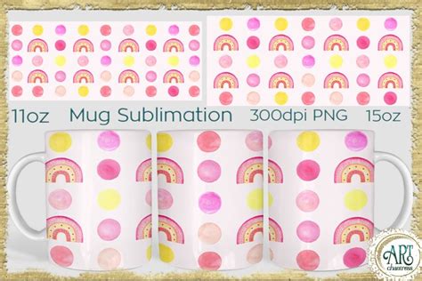 Mug Sublimation Pink Rainbow Polka Dots Design 1547344