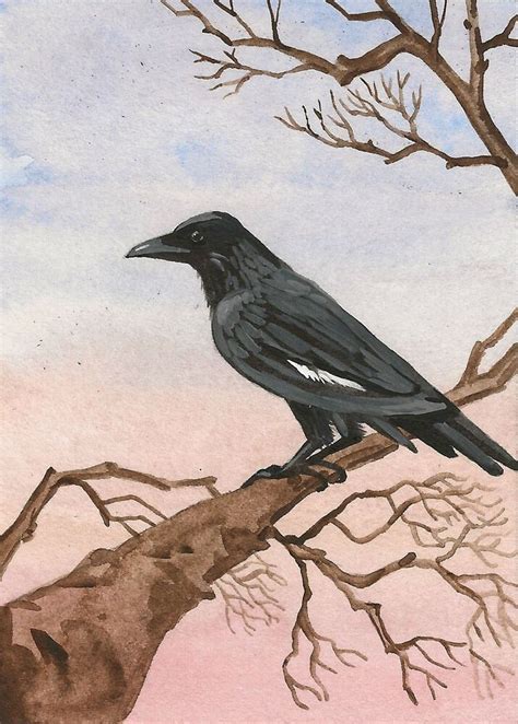 X Print Of Painting Ryta Raven Crow Landscape Art Gothic Halloween