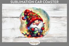 Christmas Gnome V Entangled In Lights Car Coaster Png