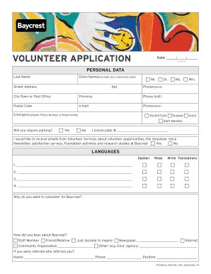 Fillable Online Baycrest Application Form Baycrest Baycrest Fax