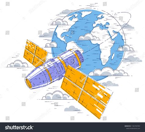 Space Station Flying Orbital Flight Around Stock Vector Royalty Free