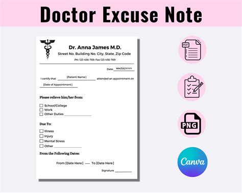 Doctors Excuse Note Template For Work