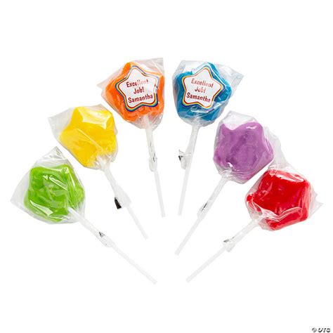 Personalized Star Shaped Rainbow Lollipop Handouts For 24