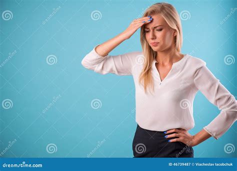 Lovely Blonde Wearing White Blouse Stock Image Image Of Black