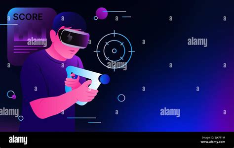 Shooter Video Game In Metaverse Virtual Reality Gaming Illustration