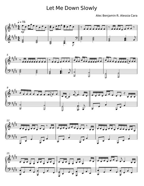 Let Me Down Slowly Alec Benjamin Sheet Music For Piano Solo