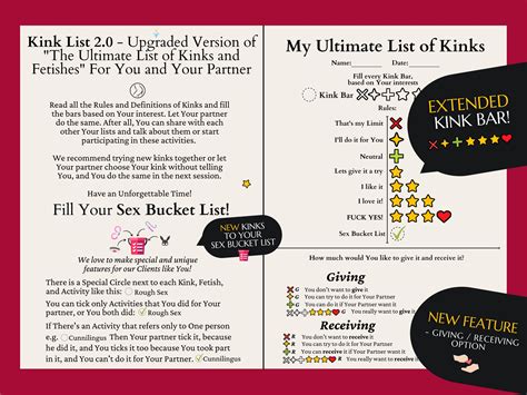 Kink List 2 0 Upgraded List With Fetishes And Over 795 Sex Etsy