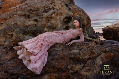 GL Long Sleeves Off Shoulder Fishnet Olive Nude Column Evening Dress