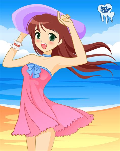 Beach Girl Vector Ai Uidownload