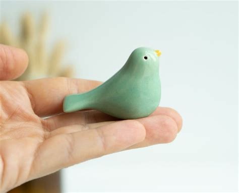 Handmade Ceramic Blue Bird Figurine Ceramic Birds Sculpture Handmade