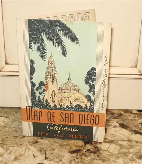 Original Vintage1930s Map San Diego City And County Lowell E Jones