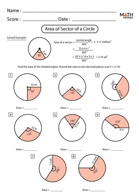 Sectors Of Circles Worksheet Worksheets For Kindergarten