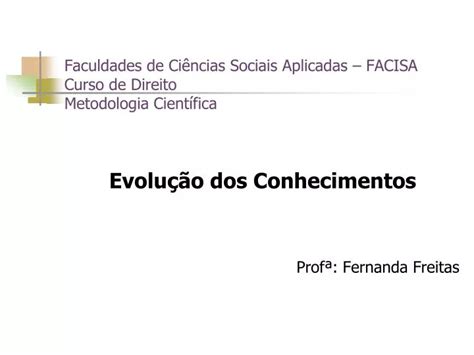 PPT Faculdades de Ciências Sociais Aplicadas FACISA Curso de