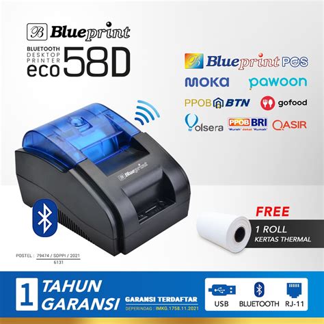 Jual Printer Bluetooth Thermal Kasir ECO 58D Blueprint USB BT