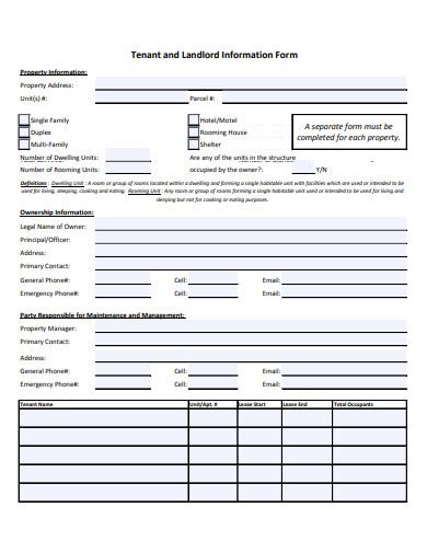 19 Tenant Information Form Templates In Pdf Doc Free And Premium