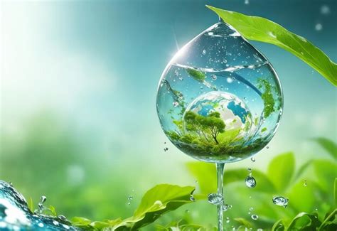 Premium Photo | Ecosystem water drop nature background for eart