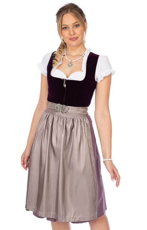 Marjo Dirndl And Dresses Midi 2pcs 65cm INKA Plum Bestellen