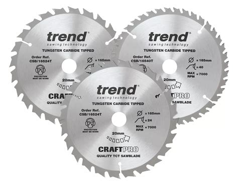 Trend CraftPro CSB 165 3PK C Wood TCT Circular Saw Blades 165mm X 20mm