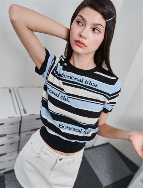 MUSINSA GENERAL IDEA Logo Stripe Half Knit BLUE WBC2L05538