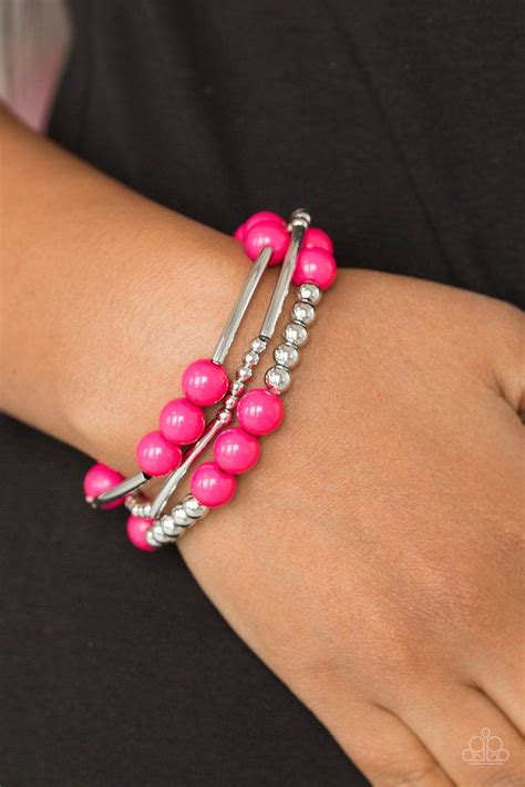 New Adventures Pink Paparazzi Bracelet Rose Gold Beads Pink Beads