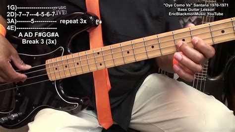 Oye Como Va Santana Explained Bass Guitar Lesson David Brown Tito Puente Ericblackmonguitar