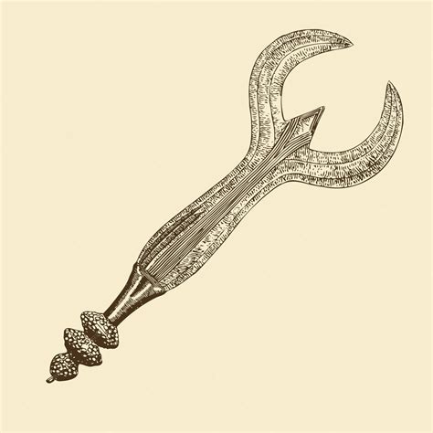 Premium Vector | Ancient mace hand drawn mughal warriors weapon