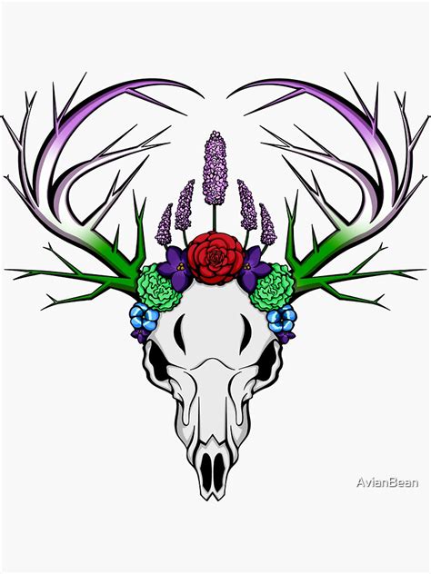 Gender Queer Pride Skull Sticker For Sale By Avianbean Redbubble