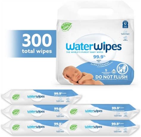 WaterWipes Plastic Free Original Baby Wipes 300 Count 5 Packs Set Of