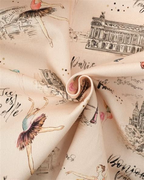 Sergé de Coton Nude Motif Paris Danseuse Mercerine