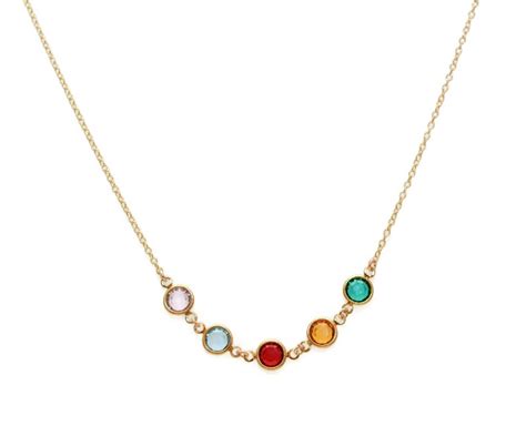 Solid Gold Necklace, Gold Birthstone Necklace, Mothers Necklace, Fine ...