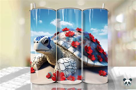 Patriotic Sea Turtle D Tumbler Wrap Graphic By Pandastic Creative