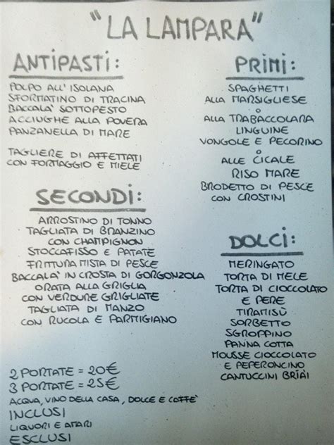 Menu Da La Lampara Da Betta Ristorante Livorno