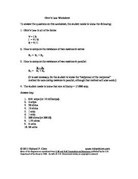 Ohm S Law Worksheets With Answers